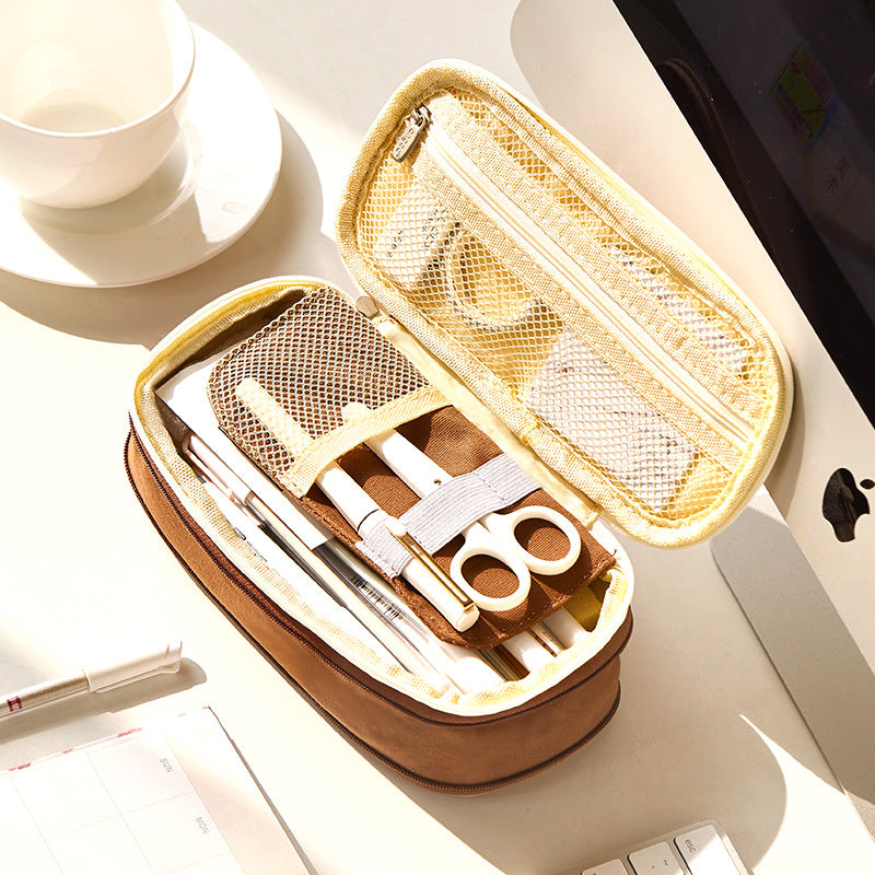 Double-layer Pencil Pen Case Office College School Large Capacity Pencil Bag