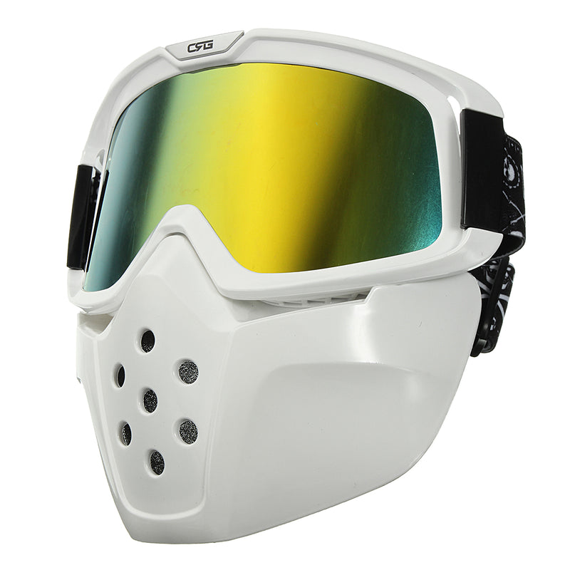 Detachable Modular Face Mask Shield Goggles Riding Motorcycle Helmet Yellow Lens