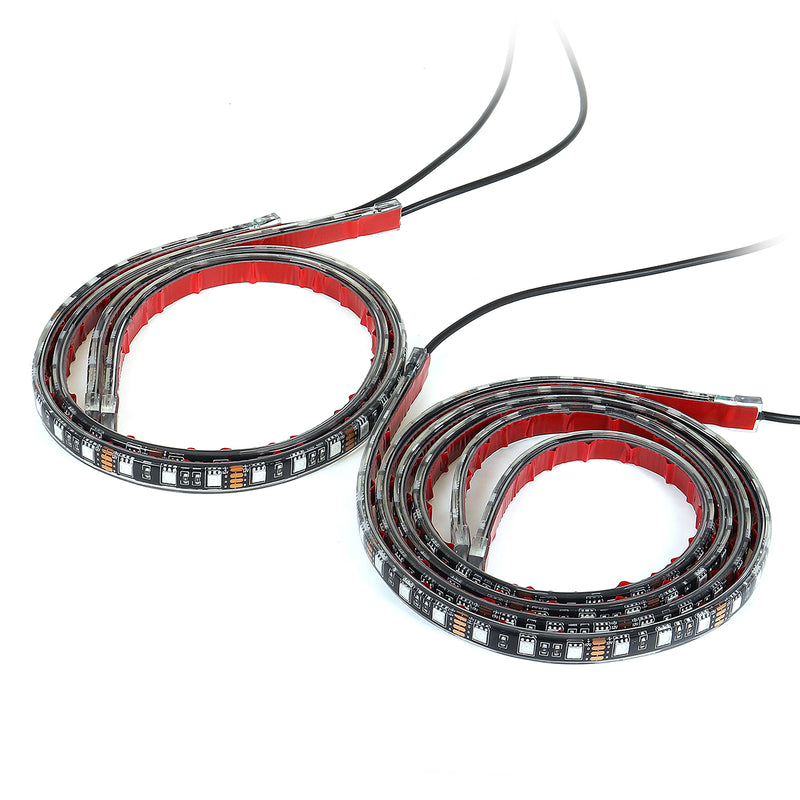 4Pcs RGB LED Strip Light Kit Under Car Tube Underglow Atmosphere APP Remote 12V IP65
