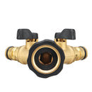 3/4" Brass 2 Way Hose Manifold Quick Connector Nozzle Y-Type Tap Water Splitter Garden Faucet Watering Pipe Adapter