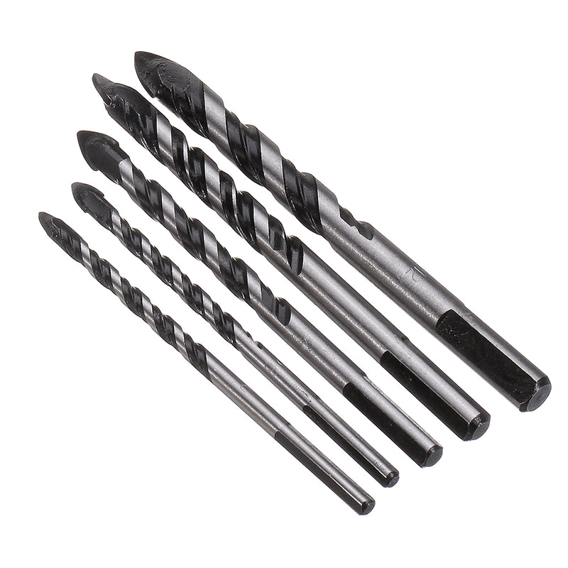 5pcs 6-12mm Black Triangle Twist Drill Bit Concrete Glass Ceramic Tile Marble Drill Bit