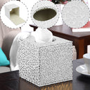Square PU Leather Tissue Box Toilet Holder Cover Paper Case Home Decor Silver