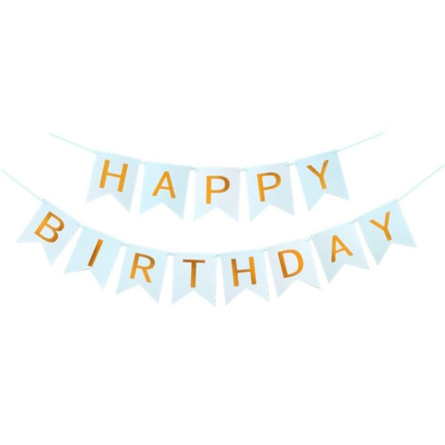 1 SET Paper Happy Birthday Party Bunting Banner Decorations Hanging Pastel Flags Party Decora
