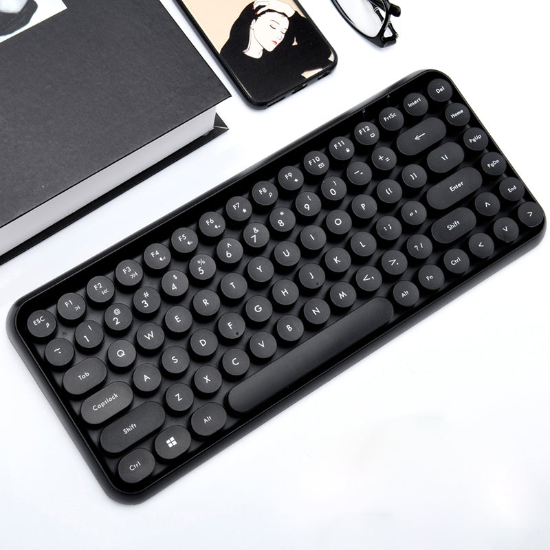 Ajazz 308i bluetooth 3.0 Wireless Gaming Office Keyboard 84 Keys Classic Round Keys