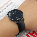 TOMORO TM0818 Fashion Leather Strap Large Dial Blue Pointer Ultra-thin Men Watch Quartz Watch