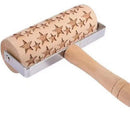 Push-Style Christmas Printed Embossing Rolling Pin Cookie Dough Stick Tool Baking Noodle Cake Engraved Roller