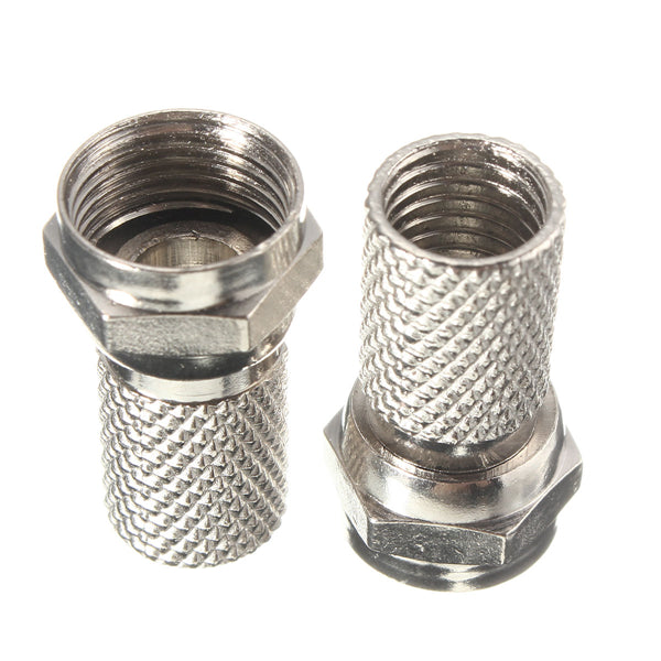 10pcs Silver F-Plug RG6 TV Aerial Coaxial Cable Connectors Adapter