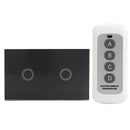 1 Way 2 Gang Crystal Glass Remote Panel Touch LED Light Switch Controller With Remote Control