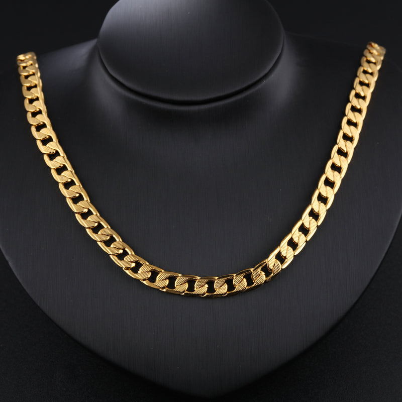 18K Gold Men's Twisted Sheet Plating Thick Single Chain Necklace
