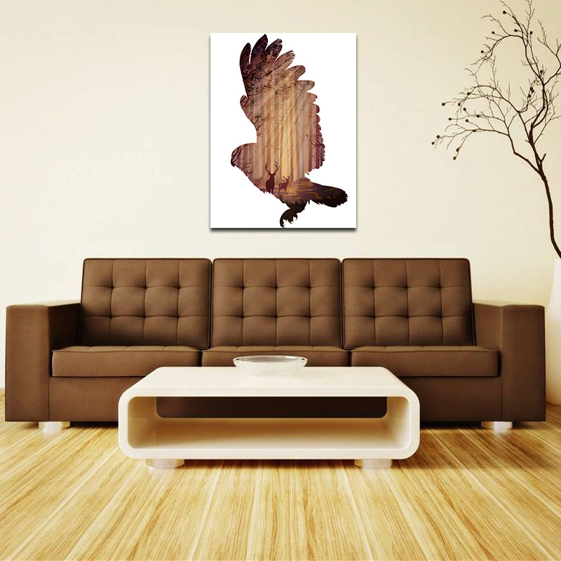 Miico Hand Painted Oil Paintings Simple Style-B Flying Owl Wall Art For Home Decoration Painting
