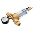 TMOK Water Pre Filter System 3/4" & 1" Brass Mesh Prefilter Purifier w/ Reducer Adapter & Gauge