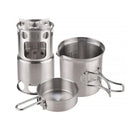 Camping Stove Set Portable Wood Burning Furnace Picnic Pot Portable Stainless Steel Cookware
