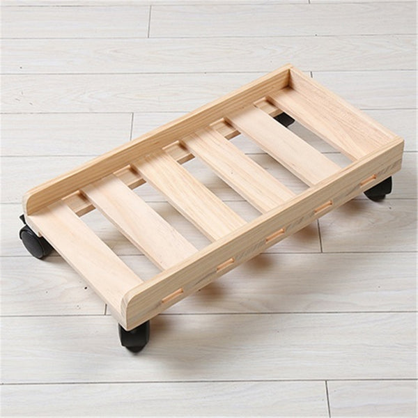 H-type Four Wheel Thickening Wood Computer Case Host Moving Bracket Adjustable CPU Stand