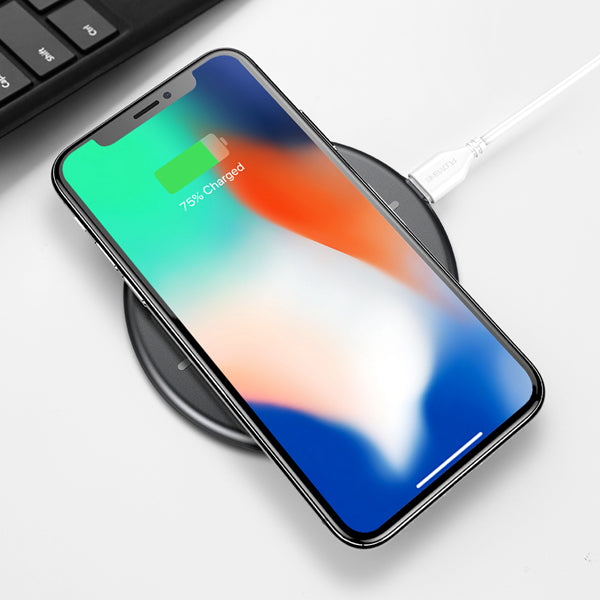FLOVEME LED Indicator Super Slim Qi Wireless Charger Charging Pad For iPhone X 8 8Plus S9+ S8