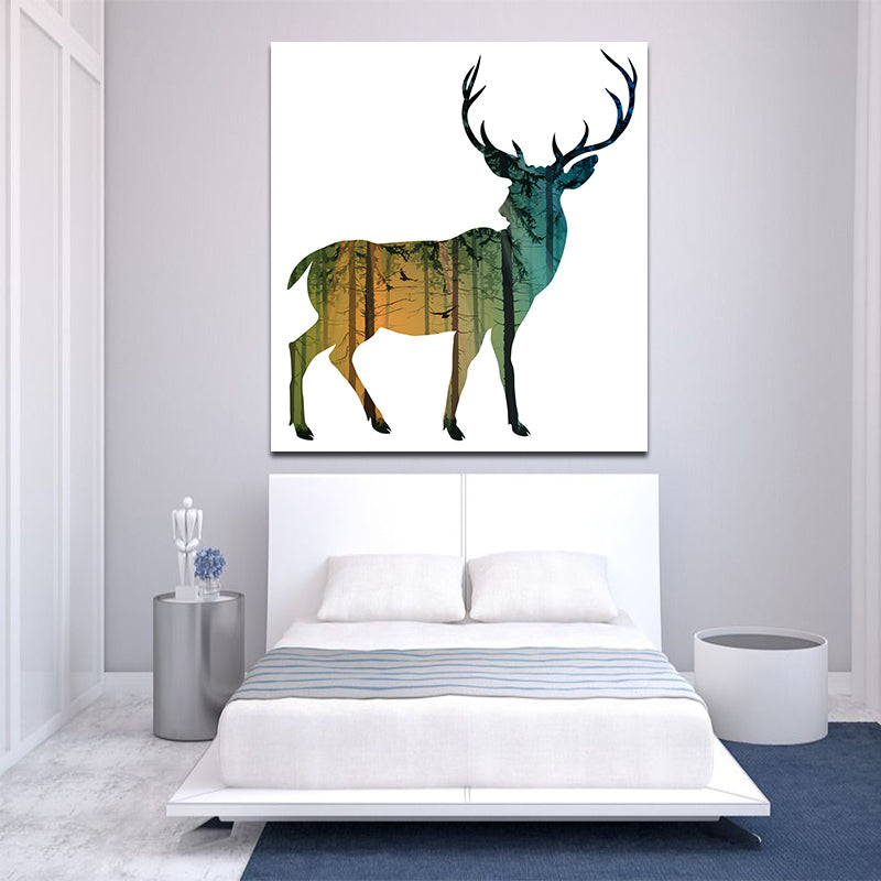 Miico Hand Painted Oil Paintings Simple Style-D Side Face Deer Wall Art For Home Decoration Paintings