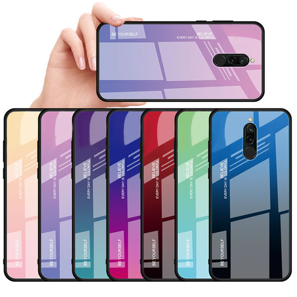For Xiaomi Redmi 8 Case Bakeey Gradient Color Anti-scratch Tempered Glass Protective Case