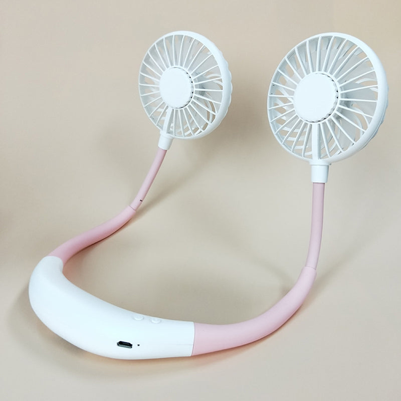 LED Personal Fan Hands-free Min Fan Aromatherapy Portable Li-ion Battery USB Rechargable Hanging Neck Sport Fan Mini Air Fan - Blue