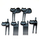 6Pcs Mini Animal Fork Fruit Picks Cute Cartoon Black Cat Children Fork Toothpick Novelties Toys