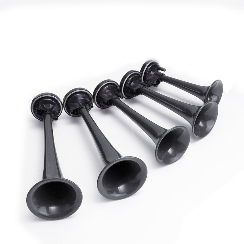 5pcs 178DB 12V Compressor Air Horn Kit Trumpets Black Dukes Car Truck