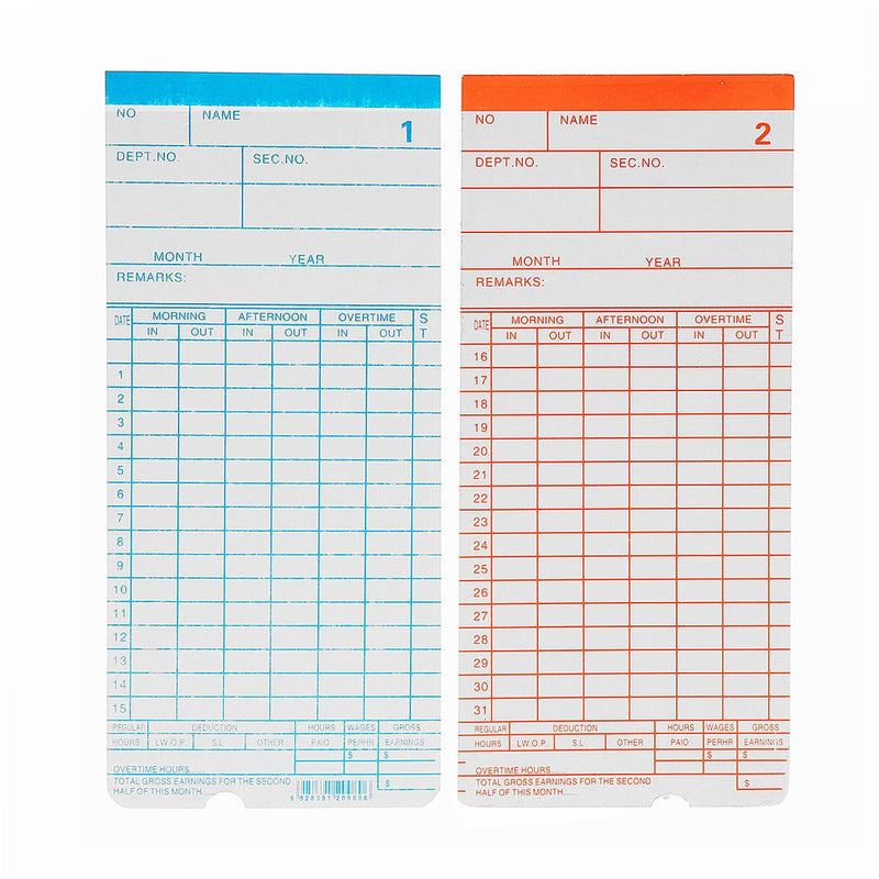 90Pcs Monthly Time Clock Cards Payroll For Employee Attendance Bundy Recorder Timer