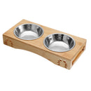 Stainless Steel Durable Double Pet Bowls Dish Dog Cat Stand Feeder Anti Slip Food Water Bowl