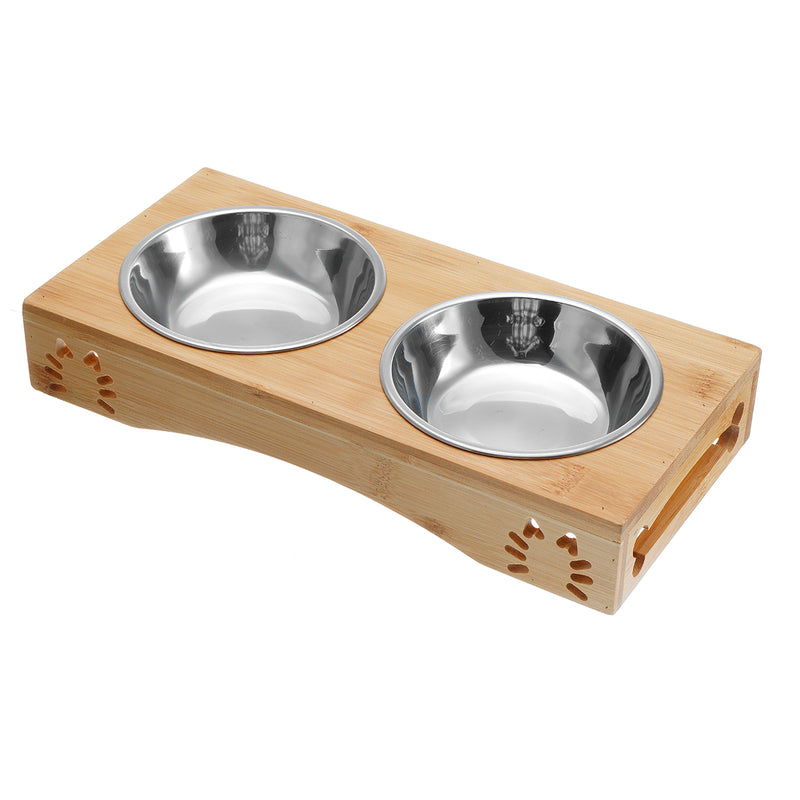 Stainless Steel Durable Double Pet Bowls Dish Dog Cat Stand Feeder Anti Slip Food Water Bowl
