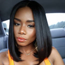 Female Mid-Bobo Head Short Straight Inside Buckle Pear Head Wig