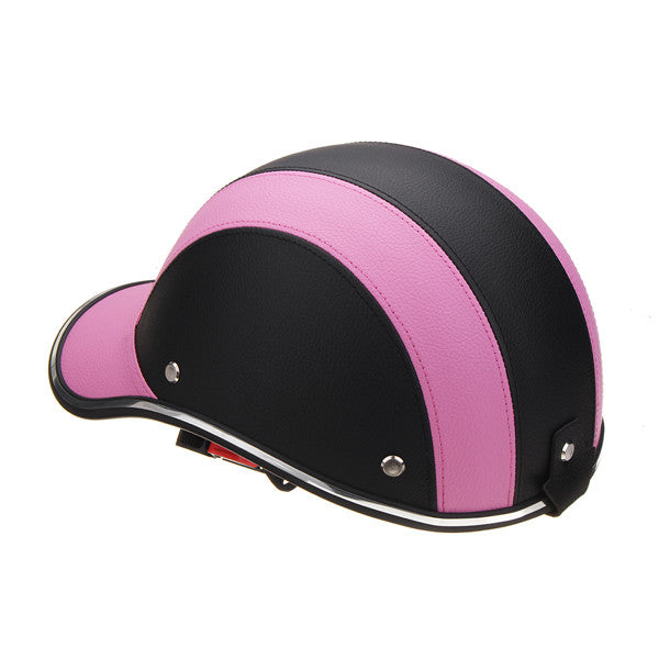 Black & Pink Anti-UV Motorcycle Bike Scooter Half Helmet Baseball Cap Hard Hat