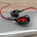T2 Dual Dynamic 3.5mm Wired Control Earphone In-ear Stereo Earbuds Sports Outdoors Headphone with Mic