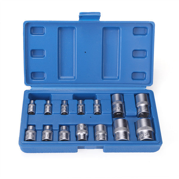 14pcs Tamper Proof E4-E24 Torx Star Bit Socket Set Female E Type Socket