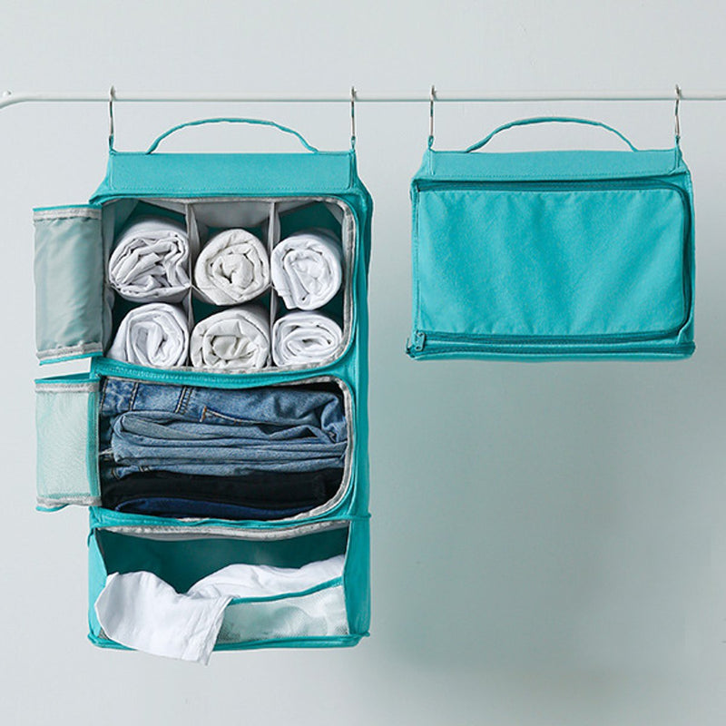 Portable Travel Removable Large Capacity Space Saving Hanging Cloth Storage Bag Canvas Cloth Closet