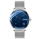 DOM M-302 Waterproof Calendar Men Wrist Watch Stainless Steel Strap Quartz Watches