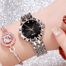 Deffrun Full Steel Case Casual Style Women Wrist Watch Clock Quartz Watches