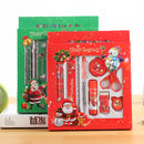 Languotu 817 9 Pcs Christmas Stationery Set Santa Pencils Ruler Eraser Solid Glue Pencil Sharpener Scissors School Students Supplies Christmas Gift Box