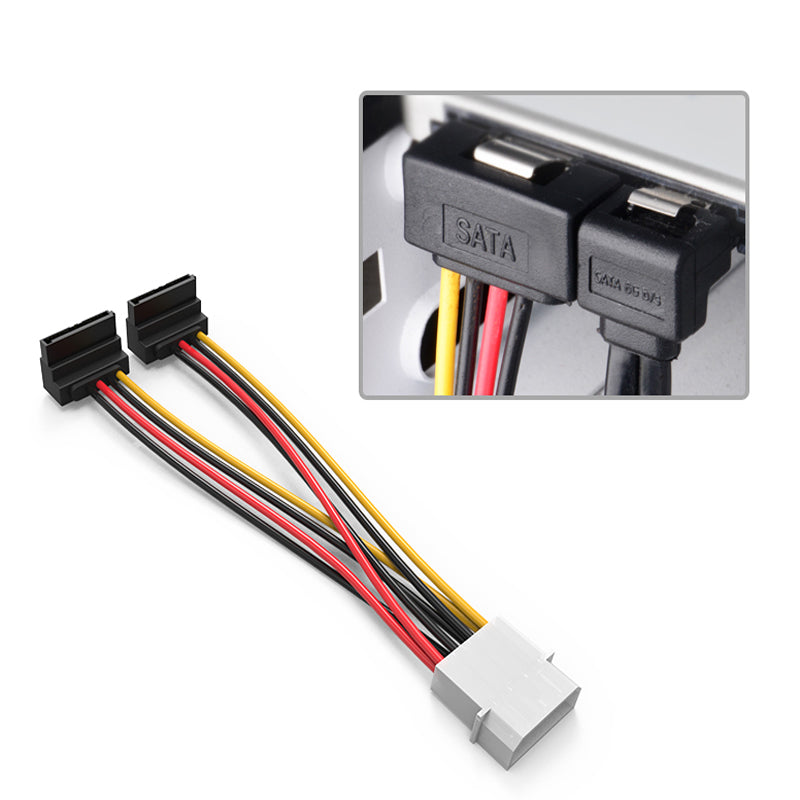 Vention KDCBB 4Pin to 2 SATA 15Pin Hard Disk Convert Cable Extend Line Black