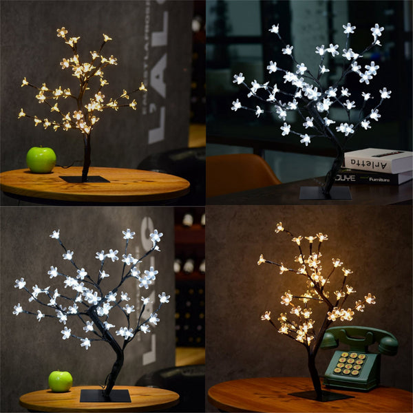 45cm LED Cherry Blossom Bonsai Sakura Tree with 72 LED Fairy Light Table Lamp