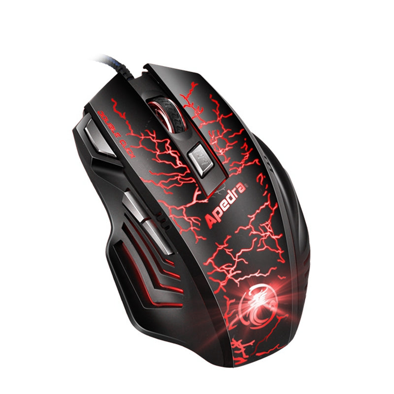 APEDRA A7 3200DPI 7 Buttons USB Wired RGB Backlit Gaming Mouse for PC