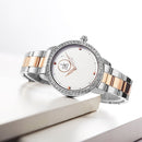 SHENGKE SK K0111 Full Steel Fashion Women Crystal Case Simple Needle Ladies Dress Quartz Watch