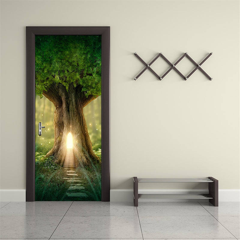 3D Tree Hole Door Sticker Mural PVC Waterproof Decals Home Wall Decorations