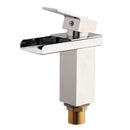 Bathroom Waterfall Basin Sink Faucet Square Hot Cold Water Mixer Tap Chrome