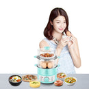 LIFE ELEMENT Egg Steamer Stainless Steel 600W Timing Egg Cooker Double-decker Mini Breakfast Machine