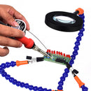 NEWACALOX PCB Soldering Iron Station Holder Vise Table Clamp USB 3X Magnifier LED Lamp 3 Colors Illuminated Repair Third Hand Tool with 2Pcs Flexible Arms