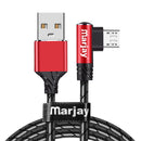 Marjay 2.4A Micro USB Type-C 90 Degree Elbow Fast Charging Data Cable For Huawei P30 Pro Xiaomi Mi9  Redmi 7A Redmi 6Pro OUKITEL Y4800 S10+ Note10