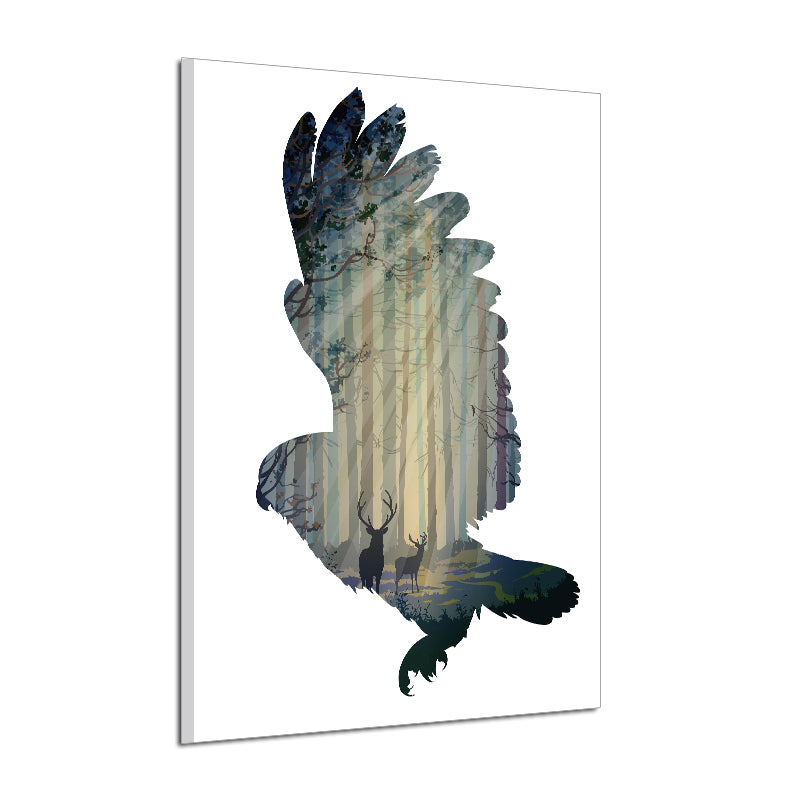 Miico Hand Painted Oil Paintings Simple Style-A Flying Owl Wall Art For Home Decoration Painting
