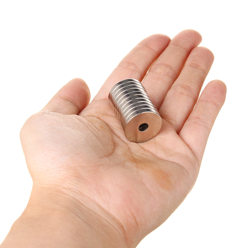 10Pcs 20x3mm NdFeB Neodymium Magnet with 3mm Hole Countersunk Round Ring Magnets