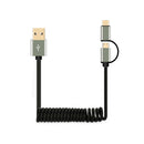 JDB Type C+Micro Spring Flexible 0.6M 1.2M Data Sync Charging Cable for Xiaomi 5C Huawei Samsung S8