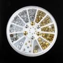 6 Sizes Silver Gold Metal Round Studs Nail Art Decoration Wheel