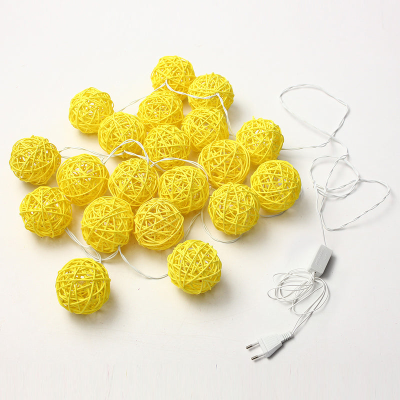 20 LED Rattan Ball String Light Home Garden Fairy Colorful Lamp Wedding Party Xmas Decor