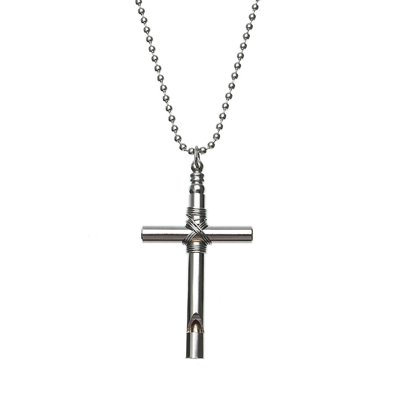 Cross Whistle Pendant Women Men Long Necklace Jewelry Couple Gifts