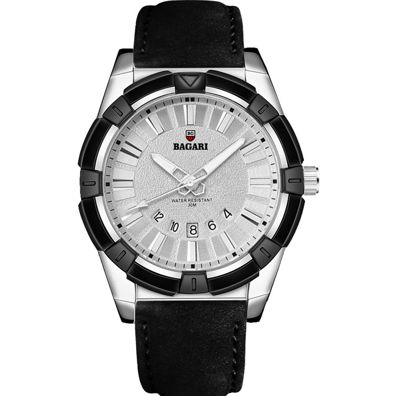 BAGARI 8001 Fashion Men Watch Waterproof Automatic Calendar Luminous Display Quartz Watch